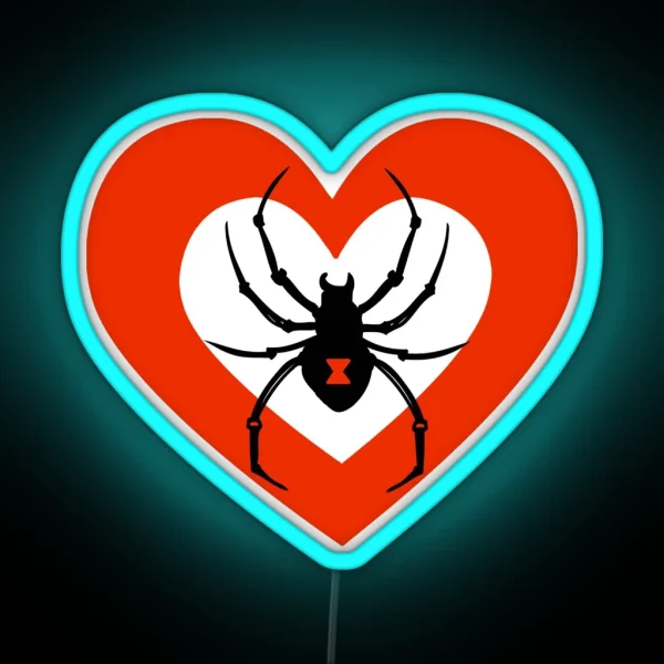 Cute Black Widow Spider Heart RGB Neon Sign