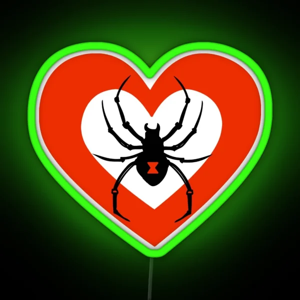 Cute Black Widow Spider Heart RGB Neon Sign