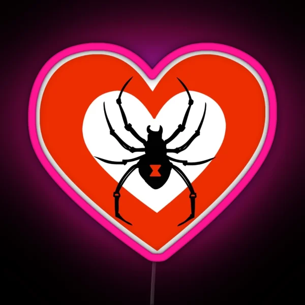 Cute Black Widow Spider Heart RGB Neon Sign