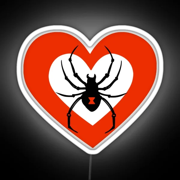 Cute Black Widow Spider Heart RGB Neon Sign
