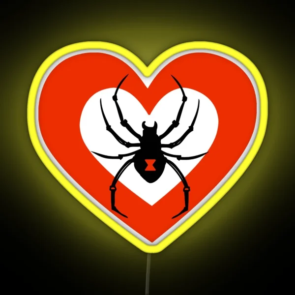 Cute Black Widow Spider Heart RGB Neon Sign