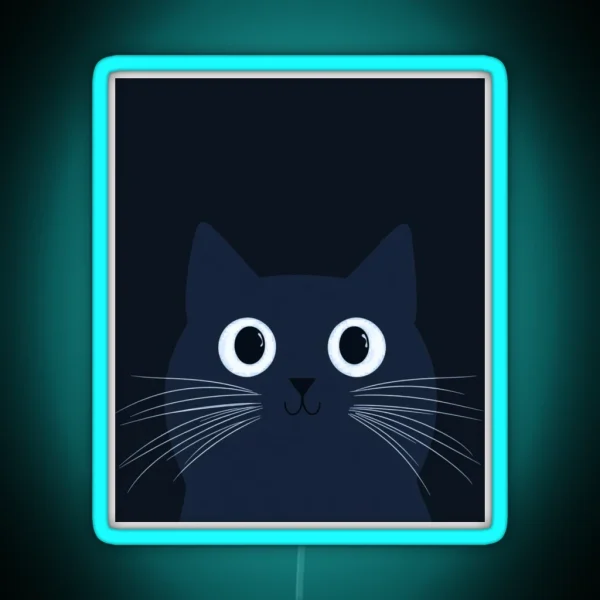 Cute Blue Cat Looking At Something RGB Neon Sign