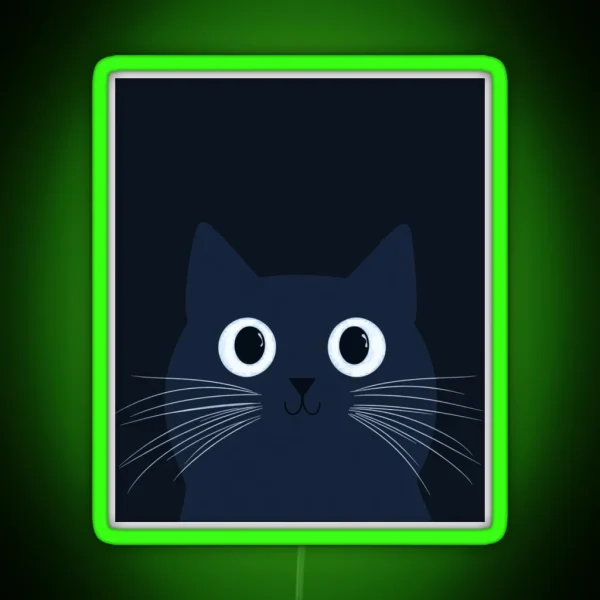 Cute Blue Cat Looking At Something RGB Neon Sign