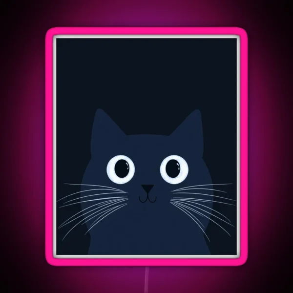 Cute Blue Cat Looking At Something RGB Neon Sign