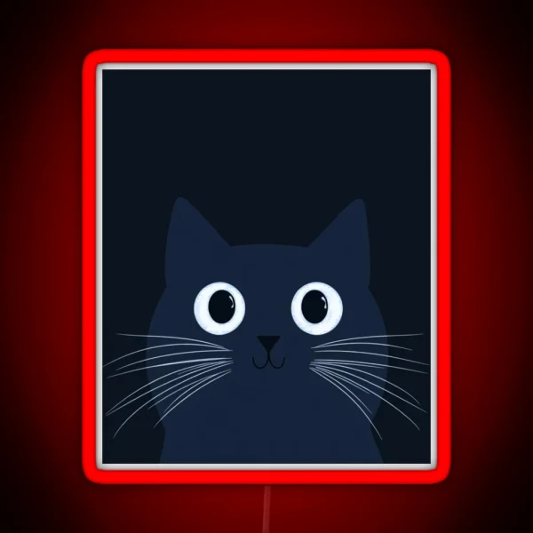 Cute Blue Cat Looking At Something RGB Neon Sign