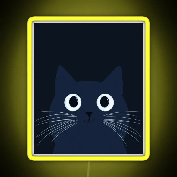 Cute Blue Cat Looking At Something RGB Neon Sign