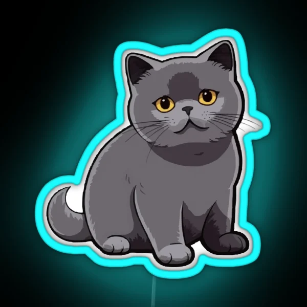 Cute British Shorthair Cat RGB Neon Sign