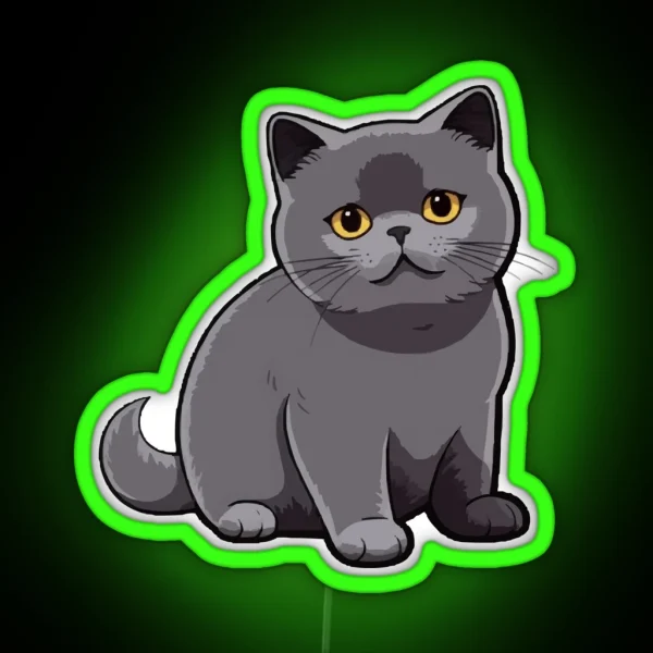 Cute British Shorthair Cat RGB Neon Sign
