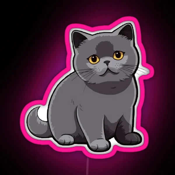 Cute British Shorthair Cat RGB Neon Sign