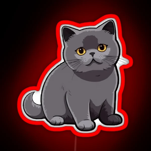 Cute British Shorthair Cat RGB Neon Sign