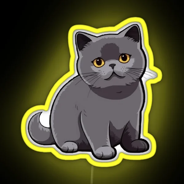 Cute British Shorthair Cat RGB Neon Sign