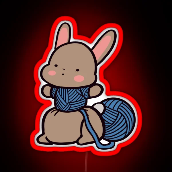 Cute Bunny With Knitted Clothes RGB Neon Sign