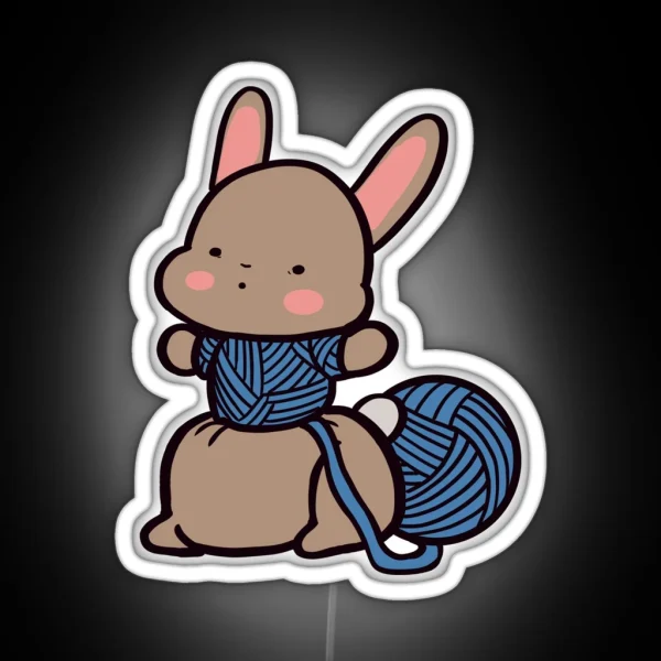 Cute Bunny With Knitted Clothes RGB Neon Sign