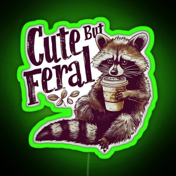 Cute But Feral Vintage Raccoon Led For Men For Women RGB Neon Sign