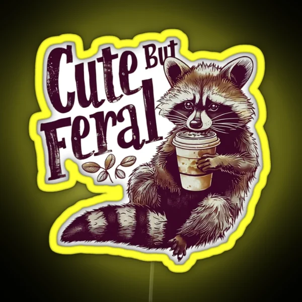 Cute But Feral Vintage Raccoon Led For Men For Women RGB Neon Sign