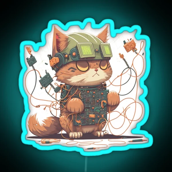 Cute Cat As Network Engineer RGB Neon Sign