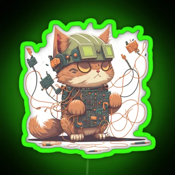 Cute Cat As Network Engineer RGB Neon Sign