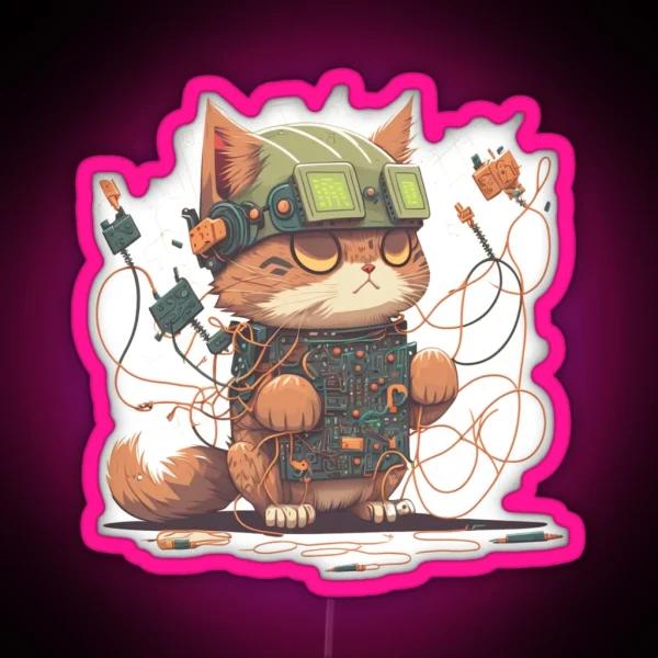 Cute Cat As Network Engineer RGB Neon Sign