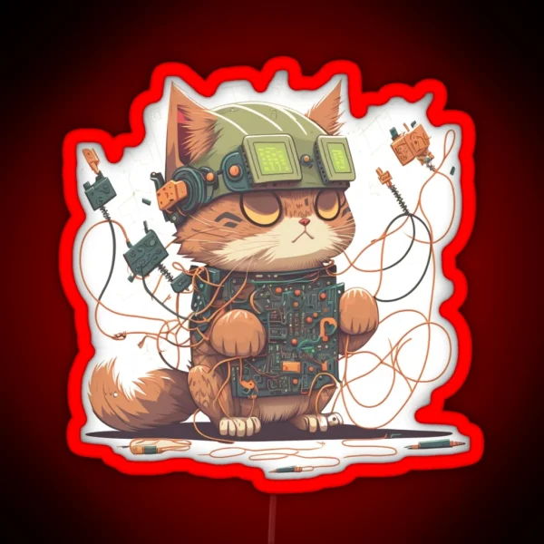 Cute Cat As Network Engineer RGB Neon Sign