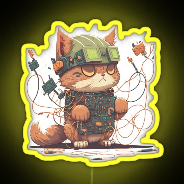Cute Cat As Network Engineer RGB Neon Sign