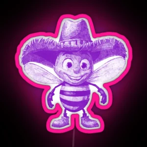 Cute Cowboy Bee RGB Neon Sign