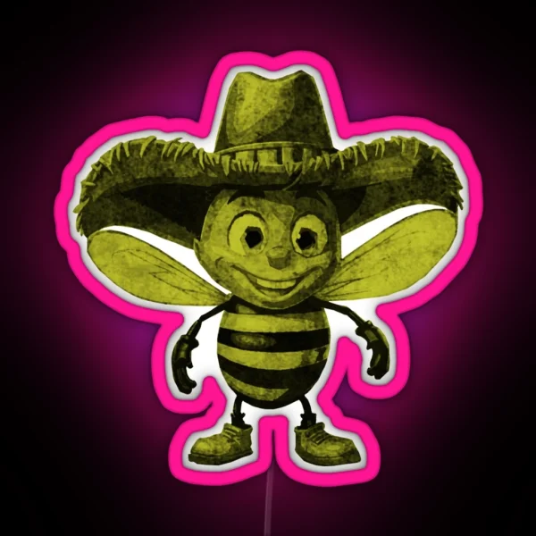 Cute Cowboy Bee RGB Neon Sign