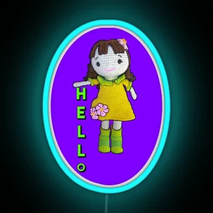 Cute Crochet Doll RGB Neon Sign