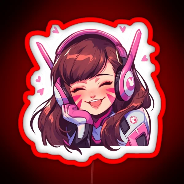 Cute D Va RGB Neon Sign