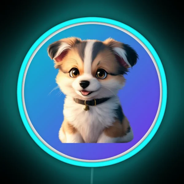 Cute Dog Animestyle RGB Neon Sign