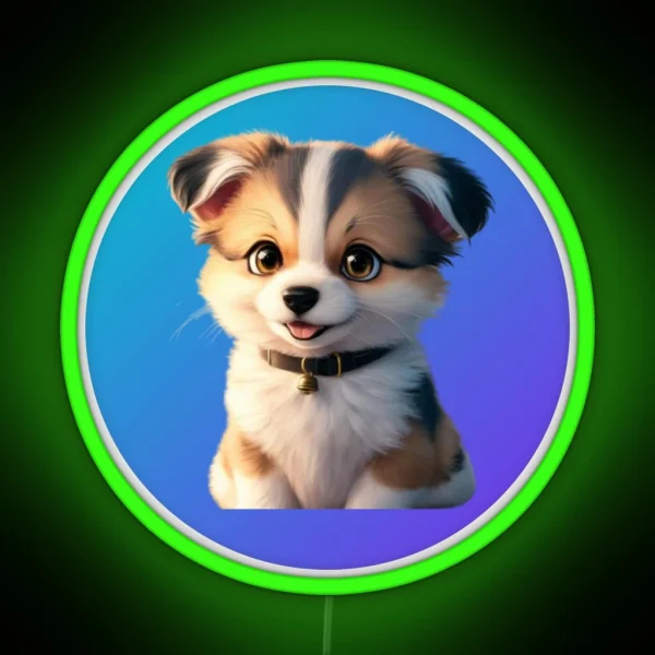 Cute Dog Animestyle RGB Neon Sign