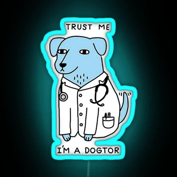 Cute Dogtor The Pawsome Healing Specialist RGB Neon Sign