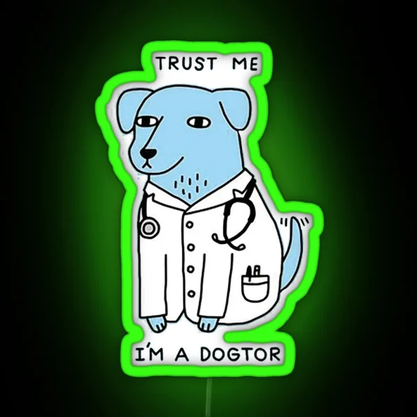 Cute Dogtor The Pawsome Healing Specialist RGB Neon Sign