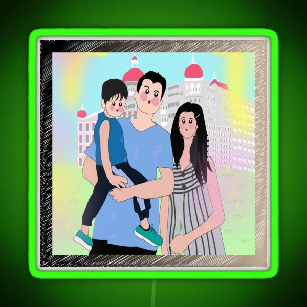 Cute Family Portrait RGB Neon Sign