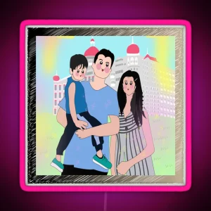 Cute Family Portrait RGB Neon Sign