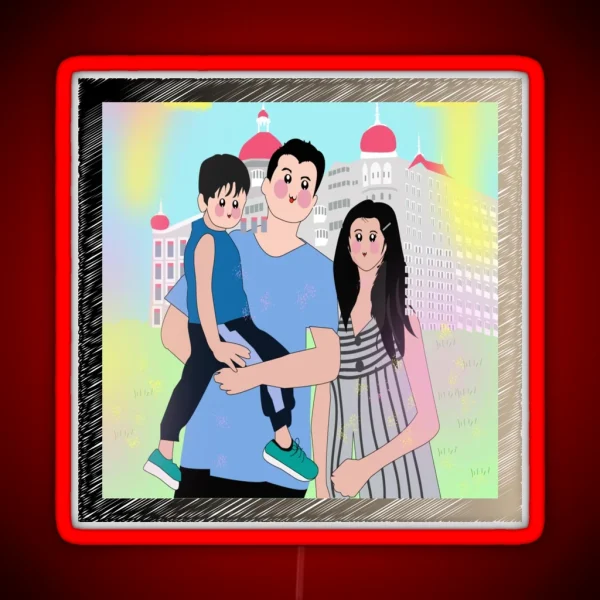 Cute Family Portrait RGB Neon Sign