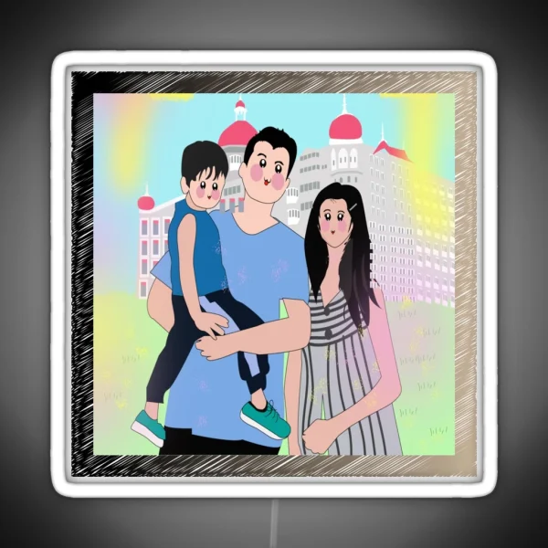 Cute Family Portrait RGB Neon Sign