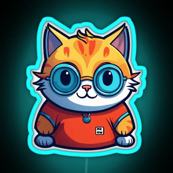 Cute Fat Cat RGB Neon Sign