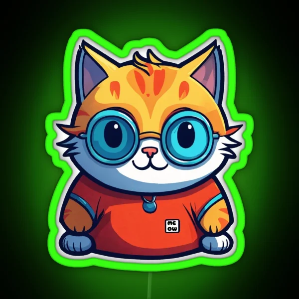 Cute Fat Cat RGB Neon Sign