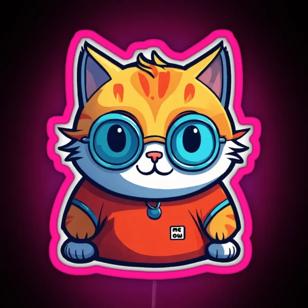 Cute Fat Cat RGB Neon Sign