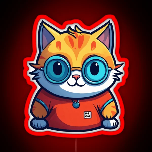 Cute Fat Cat RGB Neon Sign