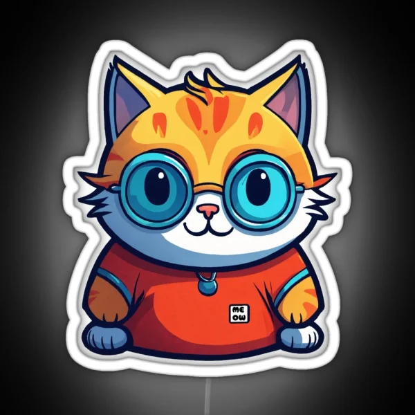 Cute Fat Cat RGB Neon Sign