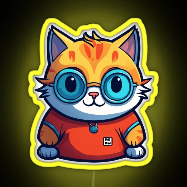 Cute Fat Cat RGB Neon Sign