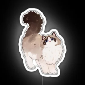 Cute Fluffy Ragdoll Cat RGB Neon Sign