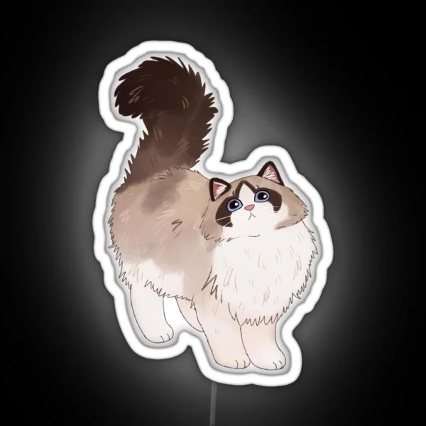 Cute Fluffy Ragdoll Cat RGB Neon Sign