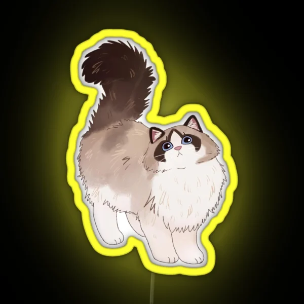 Cute Fluffy Ragdoll Cat RGB Neon Sign