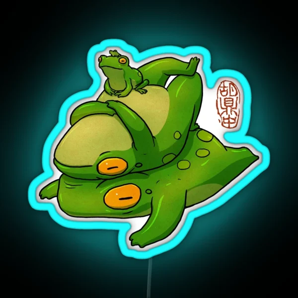 Cute Frog Stack Family RGB Neon Sign