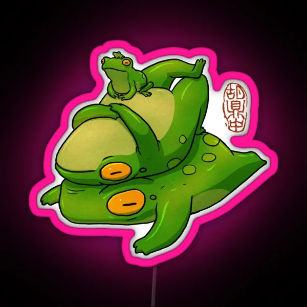 Cute Frog Stack Family RGB Neon Sign