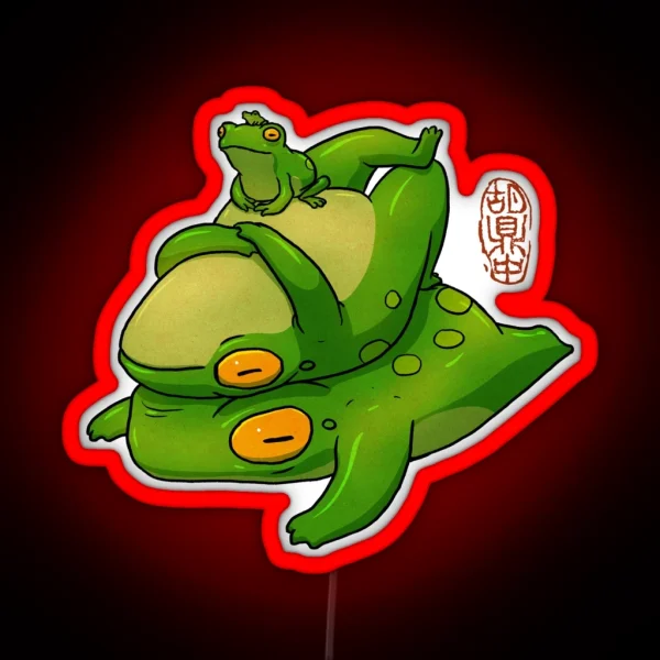 Cute Frog Stack Family RGB Neon Sign
