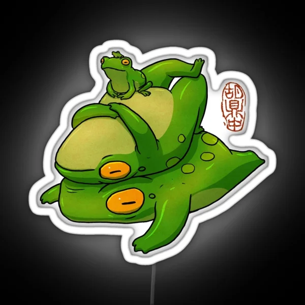 Cute Frog Stack Family RGB Neon Sign