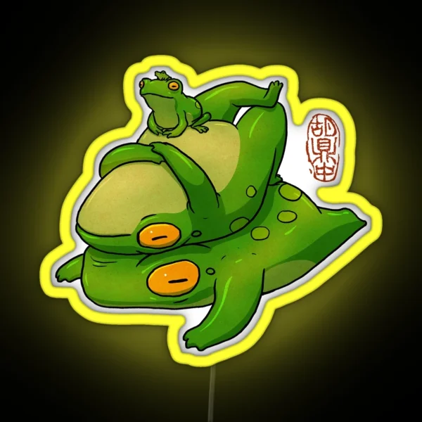 Cute Frog Stack Family RGB Neon Sign